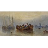 William Davison (fl. 1813 - 1843), watercolour, Dutch coastal scene, 6.5" x 9.5", and a 19th century
