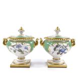A pair of Flight Barr & Barr Worcester tureens and covers, circa 1820, hand painted botanical