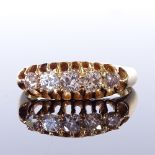 An 18ct gold graduated 5-stone diamond half-hoop ring, maker's marks AW, hallmarks London 1914,