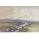 Frederick Widgery (1861 - 1942), watercolour, moorland landscape, signed, 14" x 21", framed