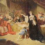 After George Henry Harlow (1787 - 1819), watercolour, the trial of Catherine of Aragon, unsigned,