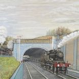 W H Sprague, oil on board, London and North West Railway Euston Camden Widening, Gloucester Road