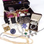 Various Victorian and later jewellery, including 9ct gold Rotary watch, silver nurse's buckle,