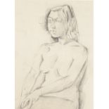 Manner of John Craxton, mid-20th century pencil drawing, female nude, unsigned, 7.5" x 5.5", mounted
