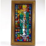 Desmond Kyne, kinetic glass icon depicting Pope John Paul II, signed and dated 1982, 30" x 13.5",