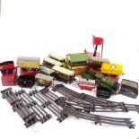 A quantity of Hornby O gauge model railway, including electric loco and tender, a quantity of 3 rail