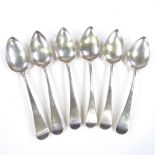 A set of 6 George III silver Old English pattern dinner spoons, by William Eley and William Fearn,