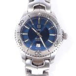 TAG HEUER - a stainless steel Link Calibre 5 automatic wristwatch, ref. WJ201C, blue dial with steel