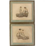 Adam Buck, pair of 19th century stipple engravings, Classical figures, 9" x 10.5", and a folder of