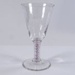 A Whitefriars 1953 Coronation goblet with multi-colour twist stem, height 20cm