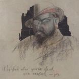 Norman Bell Geddes (1893 - 1958), mixed media on paper, portrait of Orson Welles, signed with