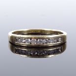 A 9ct gold diamond half eternity ring, total channel set diamond content approx 0.25ct, setting