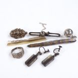 A Wormianum Danish sterling silver bug brooch, a Hans Hansen sterling snail bar brooch, etc., 61.