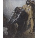 Craven Hill, mixed media on paper, Native American Indian, signed, 12" x 10", framed