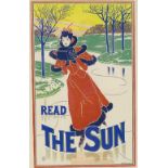 L R Head, lithograph circa 1890s, Read The Sun, reduced poster for folio edition, 10" x 7.5", framed