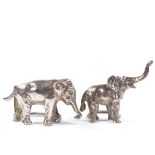 A pair of George V cast-silver elephant menu / name place holders, by S Blanckensee & Sons Ltd,