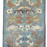 A framed pair of Japanese silk embroidered sleeves, late 19th/early 20th century, 41cm x 20cm