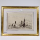William Lionel Wyllie (1851 - 1931), etching, Jenkins Swatchway - Thames barges racing on the