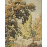 John Glover (1767 - 1849), watercolour, children playing, unsigned, 10.5" x 8", framed