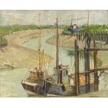 Alice Headley Neave (born 1903), oil on board, low tide on the Rother at Rye, 20" x 24", framed