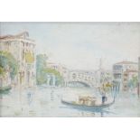 Oil on canvas, circa 1900, scene in Venice, unsigned, 6.5" x 10", framed