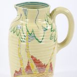 A Clarice Cliff Silver Birch Greek shape jug, hand painted tree decoration, model no. 563, circa