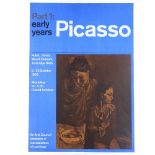 Picasso the Early Years, 1960s lithograph poster, designed by Gordon House, 23" x 16", unframed