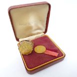 1909 gold half sovereign in 9ct gold ring mount, gross weight 10.2g, and a 1910 gold half