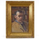 Early 20th century oil on board, portrait of a man, unsigned, 18" x 12", framed
