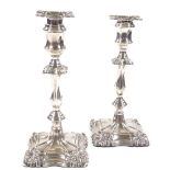 A pair of Victorian silver candlesticks, with removable fittings, by Martin, Hall & Co, hallmarks