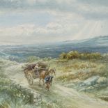 Edmund Wimperis, watercolour, horse drawn cart in landscape, signed with monogram, 12.5" x 15.5",