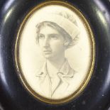 H F Richardson, First War Period pencil portrait of a nurse, signed and dated 1917, framed,
