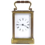 French brass-cased carriage clock, with 8-day movement, case height 12cm