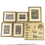 A group of Indian and Mughal watercolours on paper, depicting hunting scenes and courting scenes,