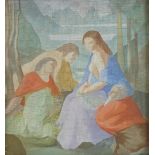 Attributed Pierre De Chavannes (1824 - 1898), oil on board, Classical figures, inscribed verso, 9.