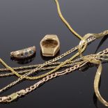 Various 9ct gold jewellery, including necklace and chains, 22.3g total