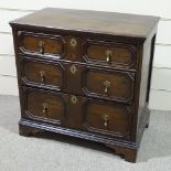 An 18th century oak chest of 3 long drawers, with moulded fielded drawer fronts, width 2'10", height