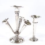 A George V silver 4-branch posy epergne, with removable trumpet-shaped frilled-edge vases,