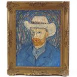 After Vincent Van Gogh, oil on canvas, portrait, unsigned, 20" x 16", framed