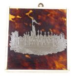 A Victorian silver ivory and tortoiseshell inlaid miniature picture, depicting Kenilworth Castle,