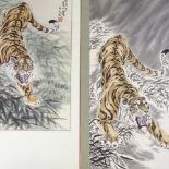 2 Chinese scroll paintings, tiger studies