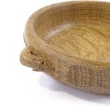 Robert Mouseman Thompson, small circular oak bowl, diameter 15cm