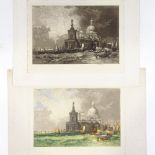 Douglas Smart, 2 etchings (1 coloured), scenes in Venice, signed in pencil, image 8" x 11.5",