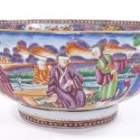 A Chinese 18th century famille rose porcelain bowl, hand painted decoration depicting figures