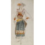 A group of original watercolour theatrical costume designs, circa 1900, all unsigned, largest 14"