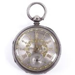 A 19th century silver-cased open-face key-wind pocket watch, by J W Ramsay of Felling on Tyne,