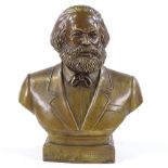 A bronze bust of Karl Marx, height 28cm