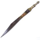A largest Spanish clasp knife, with brass-studded horn sides, length closed 22cm