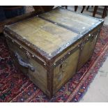 A 19th century steel-bound travelling chest, W67cm, H45cm