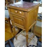 A French oak marble-top pot cupboard, W37cm, H81cm